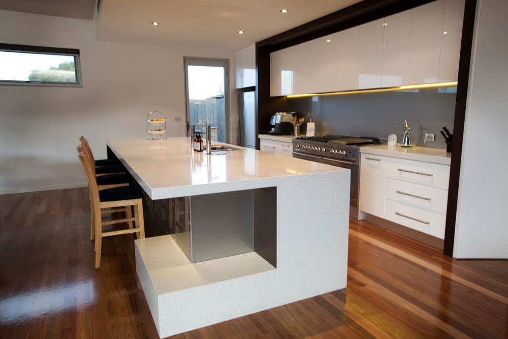 Stone benchtop in kitchen