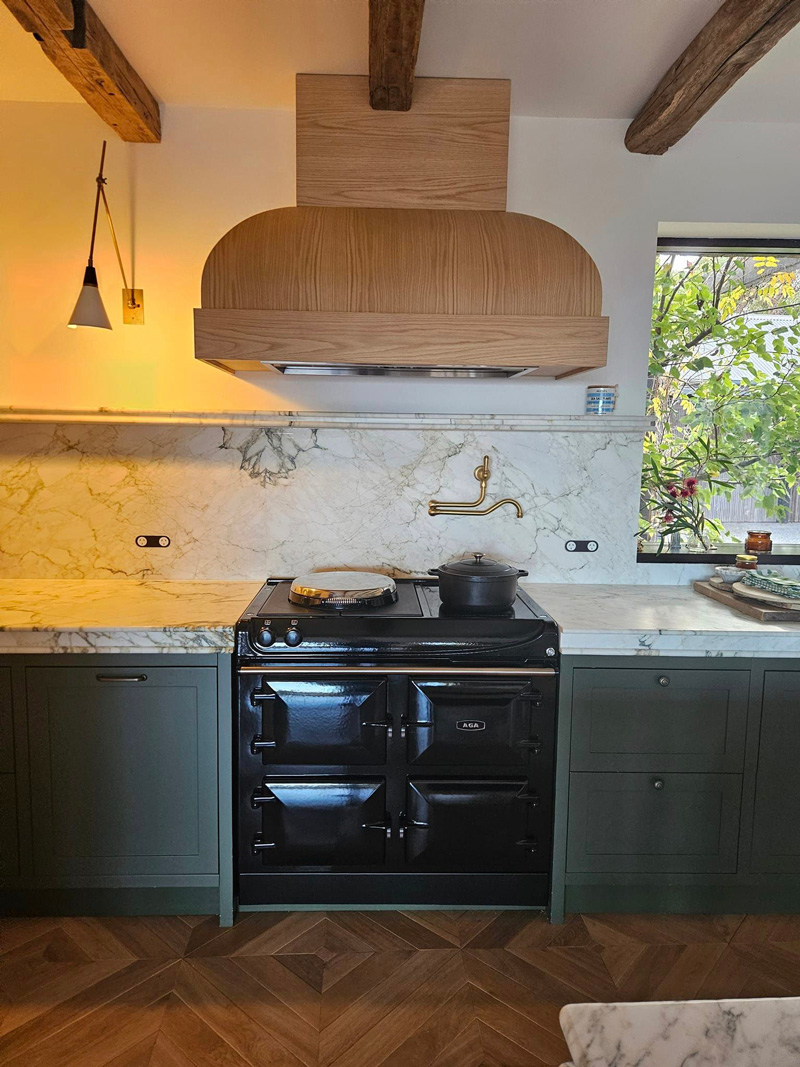 Stone benchtop in a geelong kitchen near the oven hob