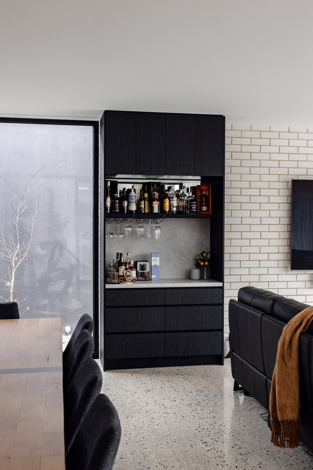 Bar Cabinet with stone backsplash Geelong