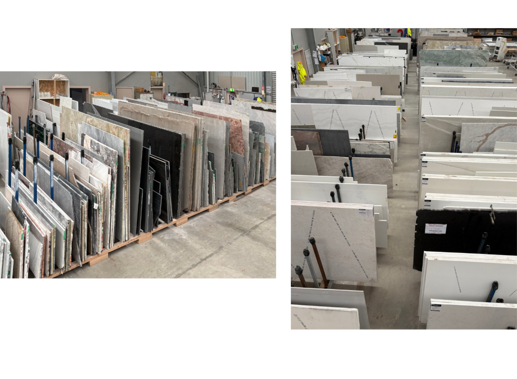 Geelongs Stone Offcut sale. All offcuts lined up and ready for the sale